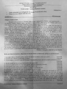 BACALAUREAT 2012 Subiecte limba romana proba scrisa 1